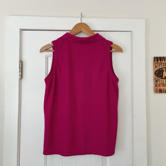 Women's Vintage Basic Essentials Polo Tank Sleeveless Pink Button-Up Top Size M - Picture 5 of 6